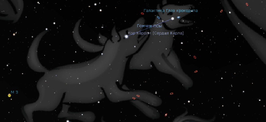 Карта созвездия гончих псов